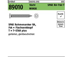 Artikel 89010 St. SPAX RA-Fsk-T Oberfläche WIROX SPAX Rahmenanker RA, Flachsenkk