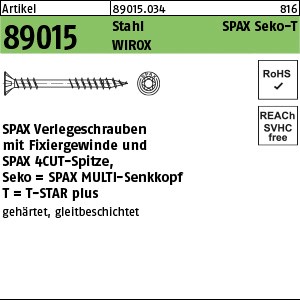 ART 89015 SPAX Senkkopf Stahl geh. 4,5 x 50 -T20 WIROX gal Zn S