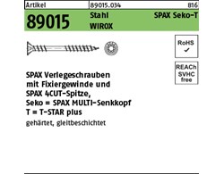 Artikel 89015 Stahl SPAX Seko-T Oberfläche WIROX SPAX Verlegeschrauben mit Fixie