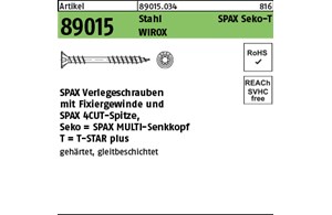 Artikel 89015 Stahl SPAX Seko-T Oberfläche WIROX SPAX Verlegeschrauben mit Fixie