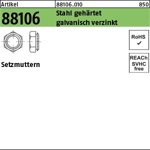 ART 88106 Setzmuttern M 3 / 0,9 Stahl gehärtet, galv. verzinkt gal Zn S