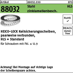 ART 88032 Keilsicherungsscheiben geklebt flZnnc 3,4 x 7,0 x 1,7 flZnnc S