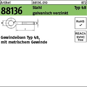 ART 88136 Gewindeösen Stahl Typ 48 M 3 x 10 galv. verzinkt gal Zn S
