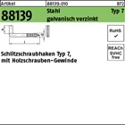 Artikel 88139 Stahl Typ 7 galvanisch verzinkt Schlitzschraubhaken Typ 7, mit Hol