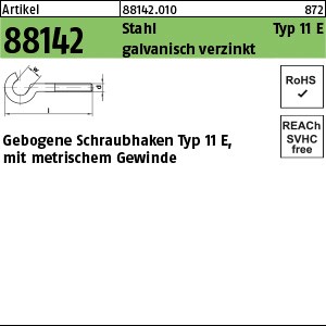 ART 88142 geb. Schr.haken Stahl Typ 11E M 4 x 40 galv. verzinkt gal Zn S