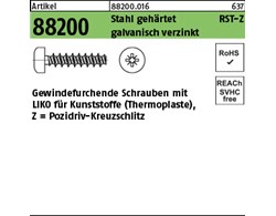 Artikel 88200 Stahl geh. RST-Z galvanisch verzinkt Gewindefurchende Schrauben f.