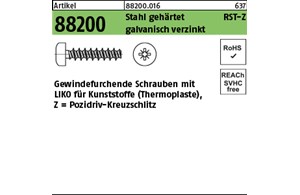 Artikel 88200 Stahl geh. RST-Z galvanisch verzinkt Gewindefurchende Schrauben f.