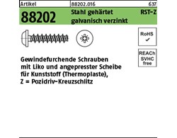 Artikel 88202 Stahl geh. RST-Z galvanisch verzinkt Gewindefurchende Schrauben f.
