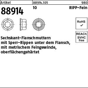 ART 88914 Sechskantmu. Kl. 10 m. Sperr-Ripp, M 14 x 1,5 S