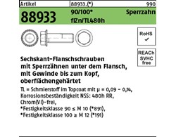 Artikel 88933 90 Sperrzahn flZn/TL 480h (zinklamellenbe.) Sechskant-Flanschschra