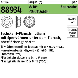 ART 88934 Sechsk. Sperrzahnmu. Kl. 10 M 12 flZn/nc/TL/x/480h/C flZn S