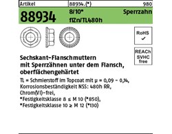 Artikel 88934 10 Sperrzahn flZn/TL 480h (zinklamellenbe.) Sechskant-Flanschmutte