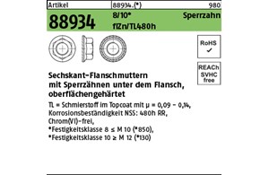 Artikel 88934 8 Sperrzahn flZn/TL 480h (zinklamellenbe.) Sechskant-Flanschmutter