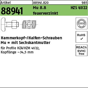 ART 88941 Halfenschr. Typ HZS 41/22 8.8 M 12 x 35 feuerverzinkt tZn S