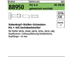 Artikel 88950 Mu 4.6 HS 50/30 galvanisch verzinkt Hammerkopf-/Halfen-Schrauben, 