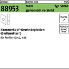 Artikel 88953 Stahl Typ 50/40 galvanisch verzinkt Hammerkopf-Gewindeplatten (Gle