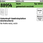 Artikel 88954 Stahl Typ 40/22 galvanisch verzinkt Hakenkopf-Gewindeplatten (Glei