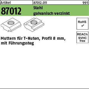 ART 87012 Muttern für T-Nuten St. gal Zn 8 mm, M 8, Führungssteg gal Zn K