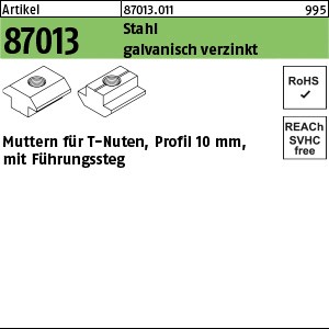 ART 87013 Muttern für T-Nuten St. gal Zn 10 mm, M 8 mit Führungssteg gal Zn K