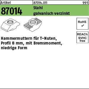 ART 87014 Hammerkopfmutter St. gal Zn 8 mm, M 5 niedrige Form gal Zn S