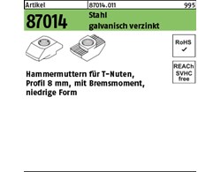 Artikel 87014 Stahl für Profil 8 galvanisch verzinkt Hammermuttern für T-Nuten m