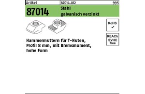 Artikel 87014 Stahl für Profil 8 galvanisch verzinkt Hammermuttern für T-Nuten m