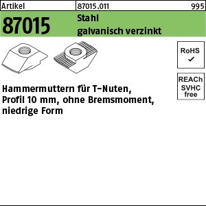 ART 87015 Hammerkopfmutter St. gal Zn 10 mm, M 6 niedrige Form gal Zn S