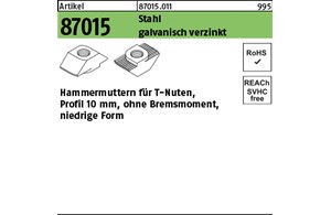 Artikel 87015 Stahl für Profil 10 galvanisch verzinkt Hammermuttern für T-Nuten 