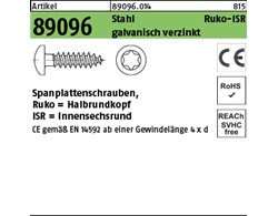 Artikel 89096 Stahl CE Ruko-ISR galvanisch verzinkt Spanplattenschrauben, Halbru