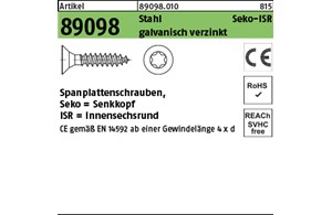 Artikel 89098 Stahl CE Seko-ISR galvanisch verzinkt Spanplattenschrauben mit Vol