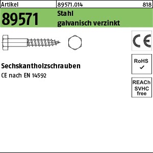 ART 89571 Sechskantholzschraube Stahl 12 x 200 galv. verzinkt gal Zn S