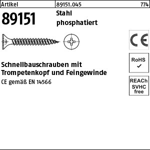 ART 89151 Schnellbauschraube Stahl 3,9 x 25 -H phosphatiert S