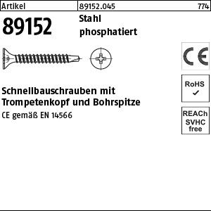 ART 89152 Schnellbauschraube Stahl 3,5 x 25 -H phosphatiert S