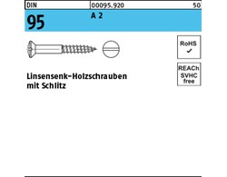 DIN 95 A 2 Linsensenk-Holzschrauben mit Schlitz 