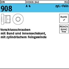 DIN 908 A 4 zyl.-Fein Verschlussschrauben mit Bund und Innensechskant, m. zyl. F