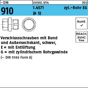 DIN 910 -2 1.4571 EG 1/4 A mit Entlüftung A 5 S