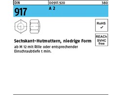DIN 917 A 2 Sechskant-Hutmuttern, niedrige Form 