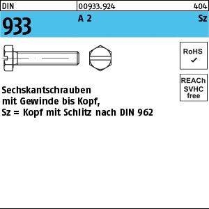 DIN 933 A 2 M 4 x 6 -Sz mit Schlitz A 2 S