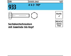 DIN 933 A 4 - 70 Sechskantschrauben mit Gewinde bis Kopf 