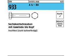 DIN 933 A 4 - 80 Sechskantschrauben mit Gewinde bis Kopf 