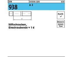 DIN 938 A 2 Stiftschrauben, Einschraubende = 1 d 