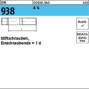 DIN 938 A 4 M 6 x 20 A 4 S
