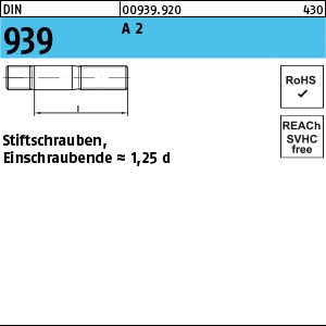 DIN 939 A 2 M 6 x 16 A 2 S