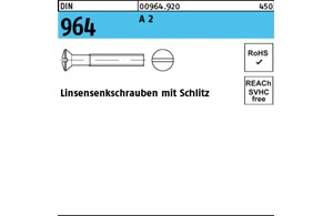 DIN 964 A 2 Linsensenkschrauben mit Schlitz 