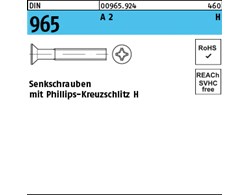 DIN 965 A 2 H Senkschrauben mit Phillips-Kreuzschlitz H