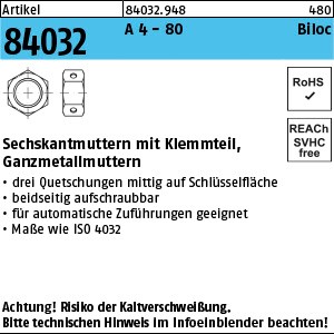 ART 84032 Biloc-Muttern A 4-80 M 6 S