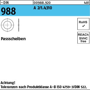 DIN 988 1.4301 6 x 12 x 0,25 Tol. ISO 4759-3/A-B A 2 S