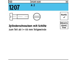 ISO 1207 A 2 Zylinderschrauben mit Schlitz 