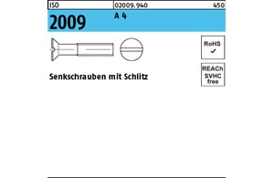 ISO 2009 A 4 Senkschrauben mit Schlitz 