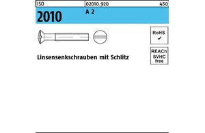 ISO 2010 A 2 Linsensenkschrauben mit Schlitz 